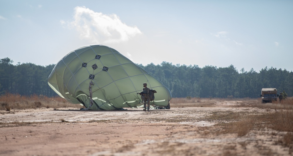 82nd Airborne Division Paratroopers conduct a jump to maintain readiness and proficiency