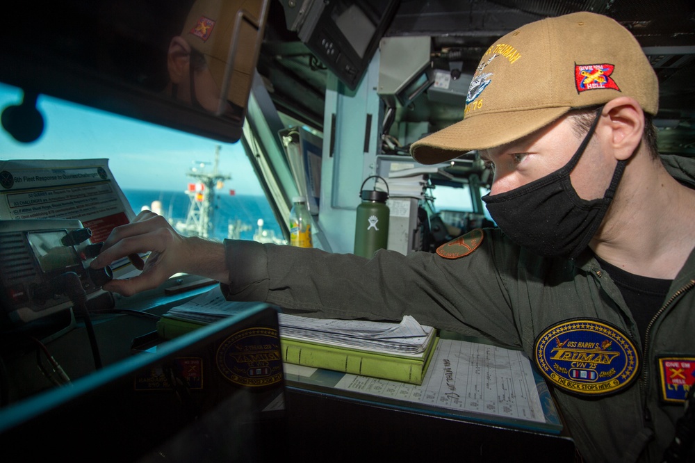 The Harry S. Truman Carrier Strike Group is on a scheduled deployment in the U.S. Sixth Fleet area of operations in support of naval operations to maintain maritime stability and security.