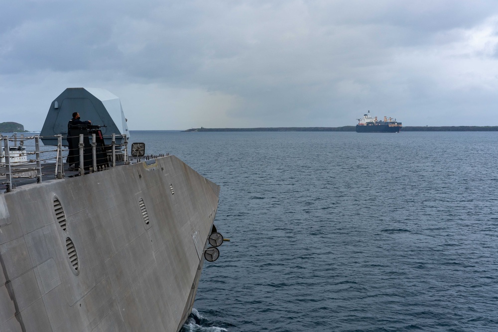 USS Jackson (LCS 6) Sailor Stands Watch