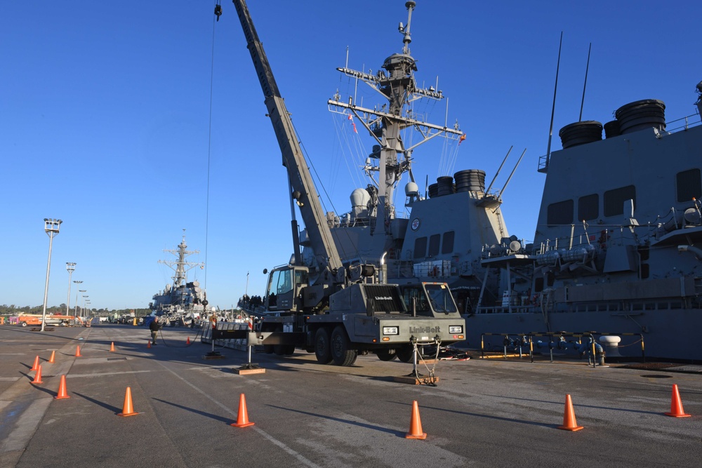 NMCB 1 Crane Support for USS Arleigh Burke (DDG 51)