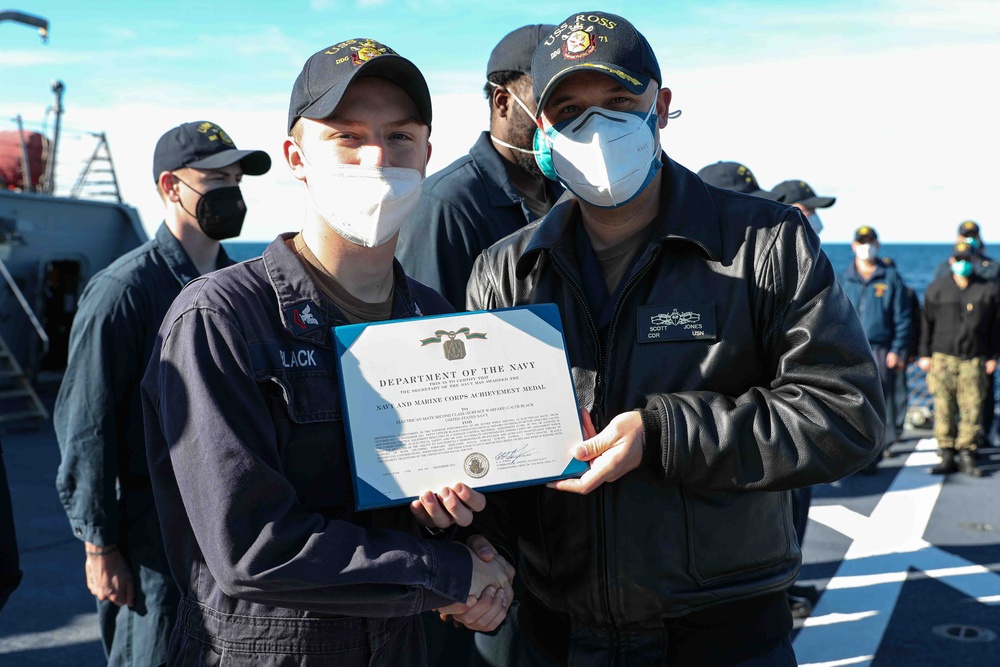 USS Ross Sailors receive awards