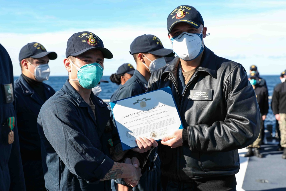 USS Ross Sailors receive awards