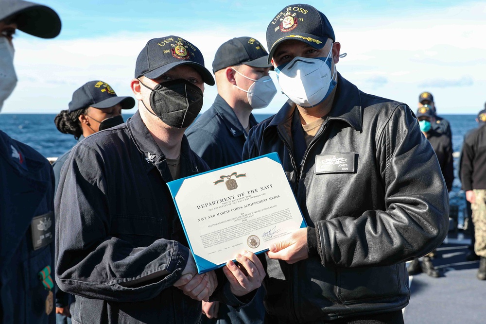 USS Ross Sailors receive awards