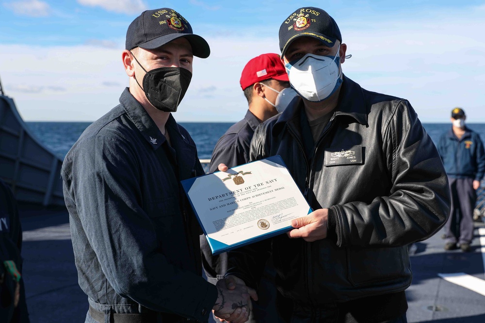 USS Ross Sailors receive awards