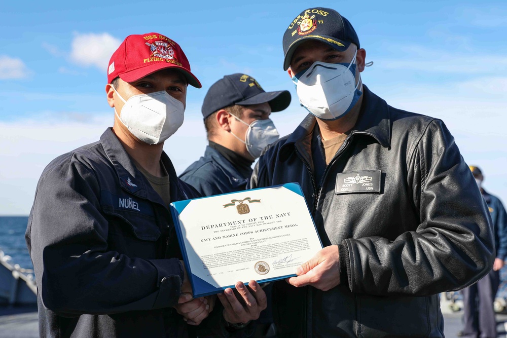 USS Ross Sailors receive awards