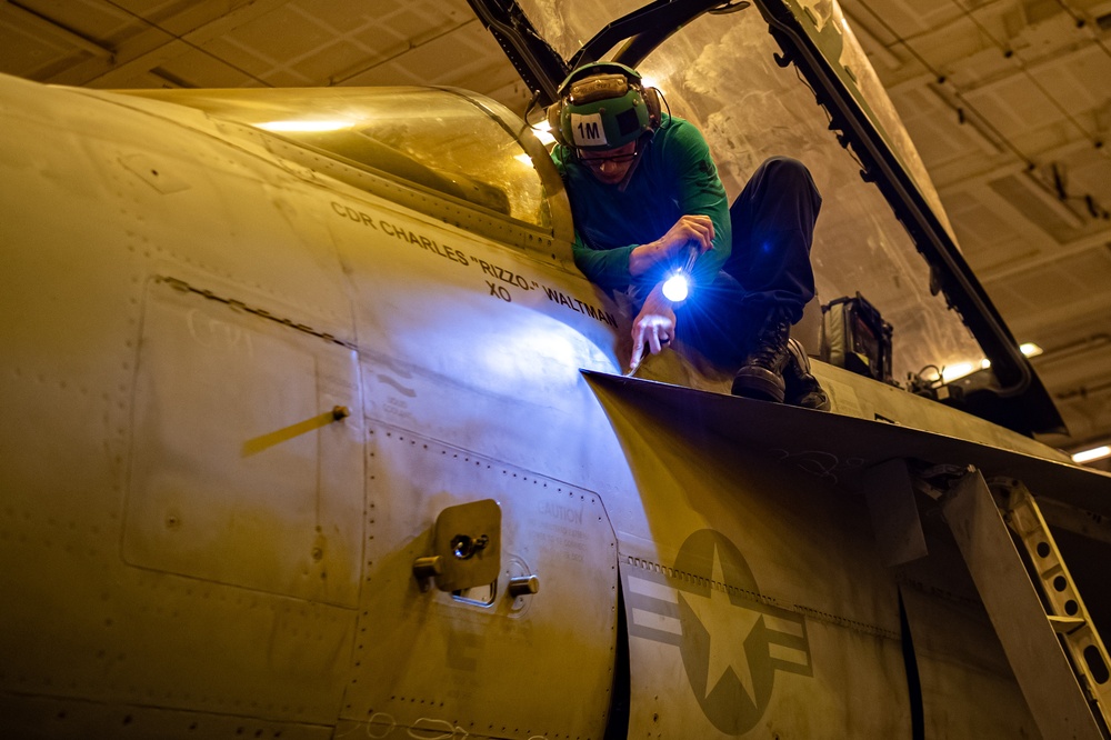 USS Carl Vinson (CVN 70) Conducts Night-Time Operations