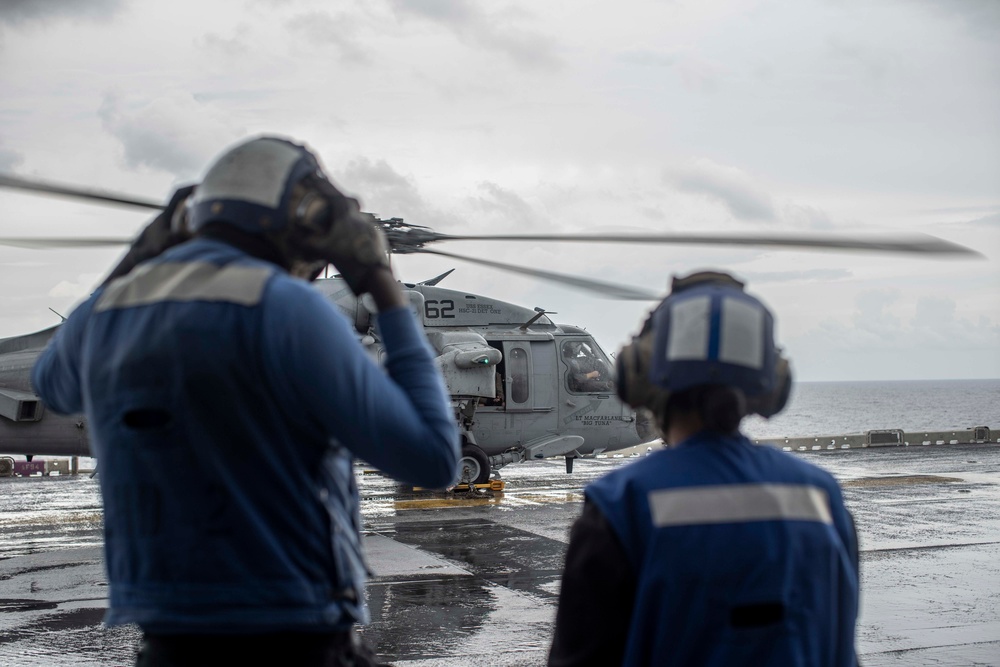 USS Essex (LHD 2) conduct routine flight operations