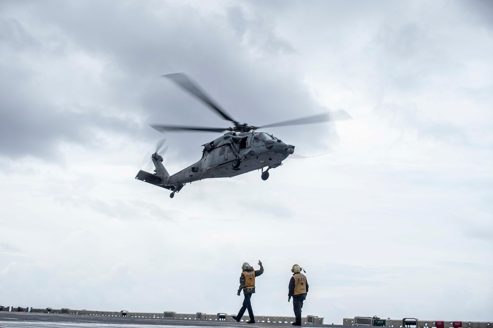 USS Essex (LHD 2) conduct routine flight operations