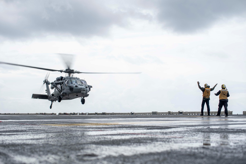 USS Essex (LHD 2) conduct routine flight operations