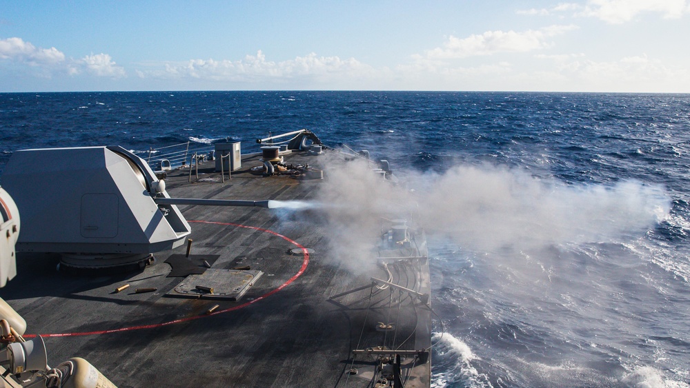 USS Billings Fires its 57mm MK 110 Gun