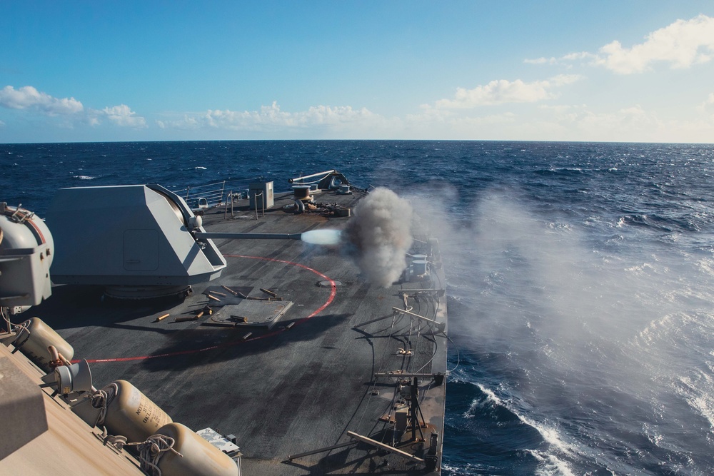 USS Billings Fires its 57mm MK 110 Gun