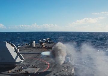 USS Billings Fires its 57mm MK 110 Gun