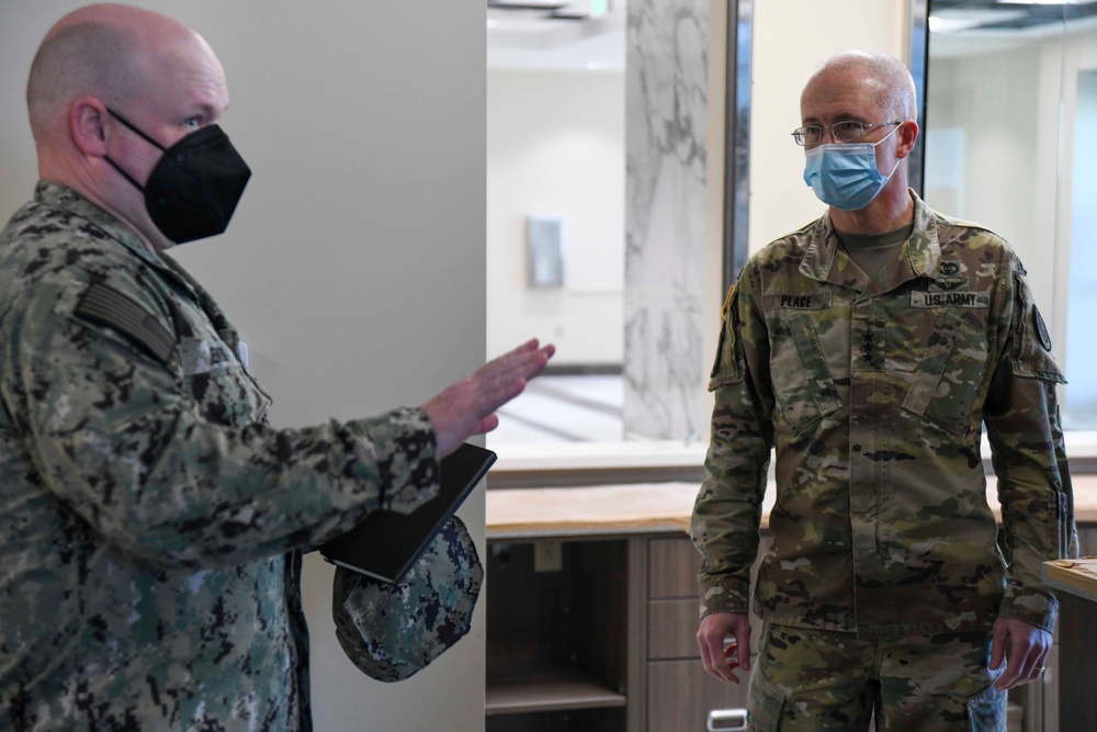 U.S. Army Lieutenant General Ronald Place tours the newly constructed Hadnot Point MCMH and Wallace Creek MCMH.