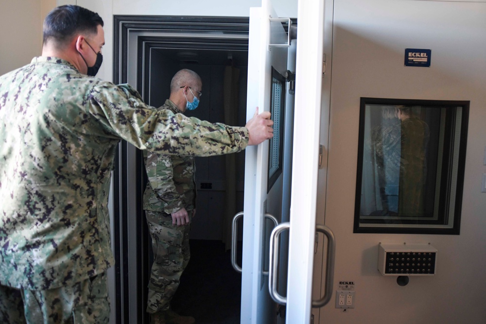 U.S. Army Lieutenant General Ronald Place tours the newly constructed Hadnot Point MCMH and Wallace Creek MCMH.