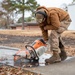 Maintenance and pavement technician construct sidewalk