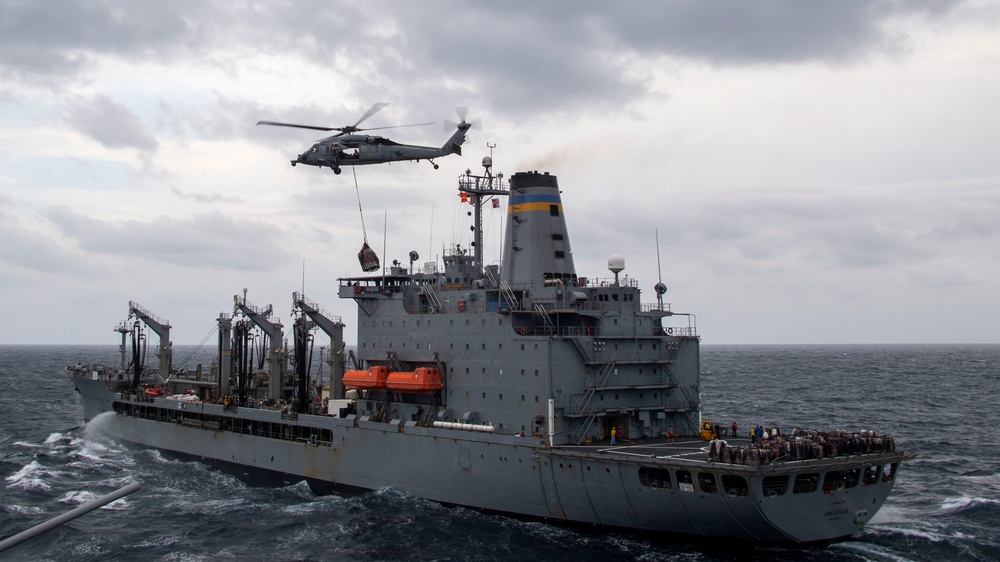 USS Carl Vinson (CVN 70) Participates in a Replenishment-at-Sea with USNS John Ericsson (T-AO 194)