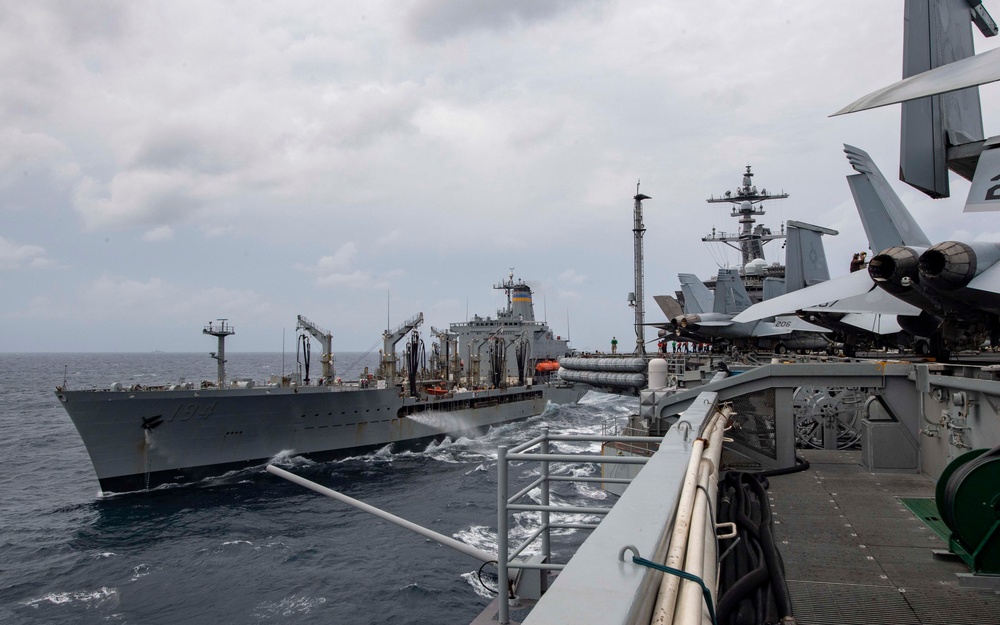 USS Carl Vinson (CVN 70) Participates in a Replenishment-at-Sea with USNS John Ericsson (T-AO 194)