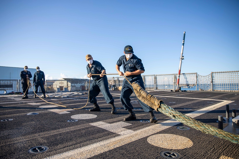 USS Milwaukee Sailors Prepares Ship for Arrival in Ponce