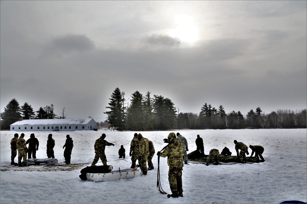 Soldiers learn to build Arctic tents during CWOC training at Fort McCoy