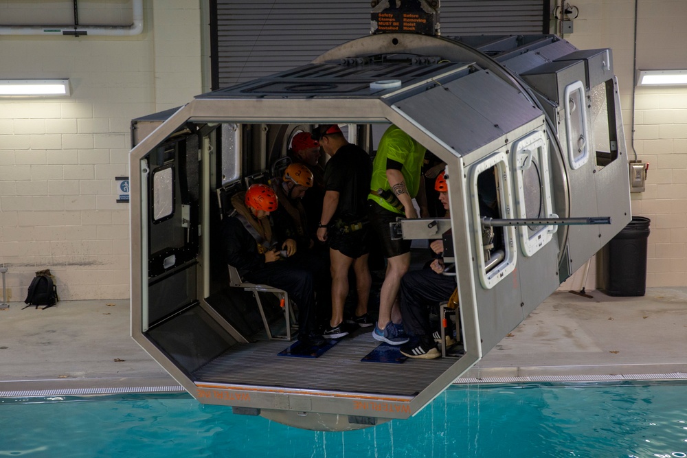 Marines with the 22nd MEU conduct Underwater Egress Training