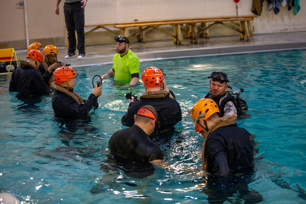 Marines with the 22nd MEU conduct Underwater Egress Training