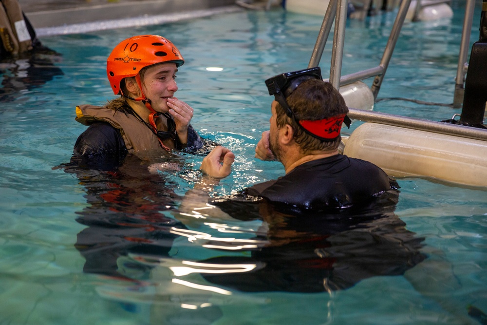 Marines with the 22nd MEU conduct Underwater Egress Training