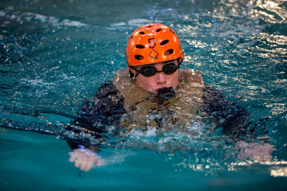 Marines with the 22nd MEU conduct Underwater Egress Training