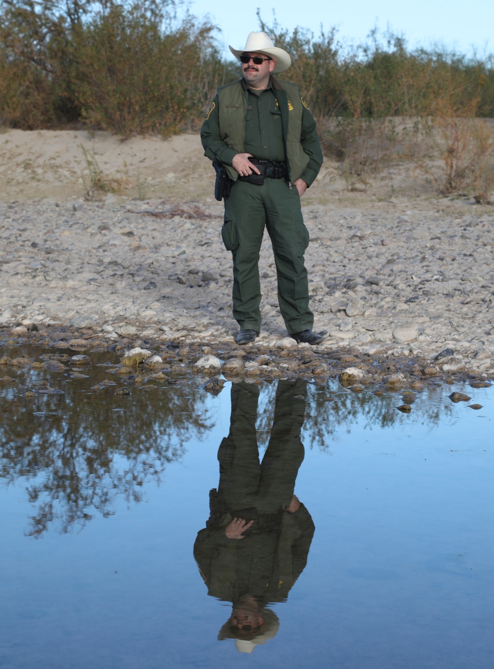 Border Patrol Agent conducts foot patrol in Big Bend National Park, Texas