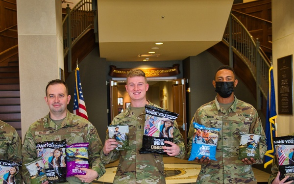 Boy Scouts donate popcorn to Indiana National Guardsmen