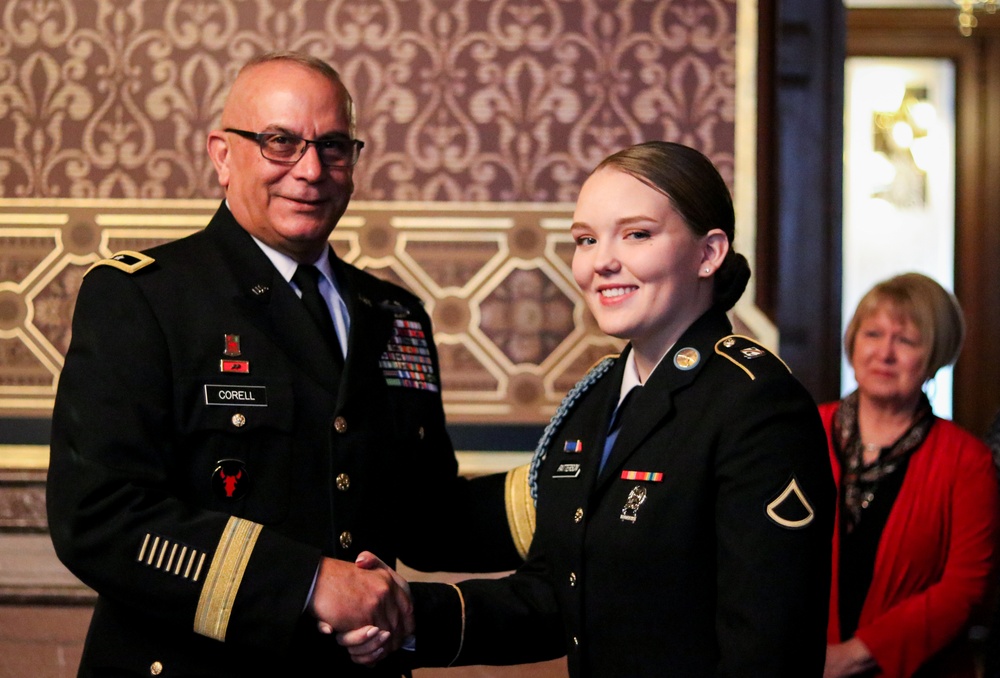 Iowa Adjutant General recognizes first woman to enlist as infantry Soldier