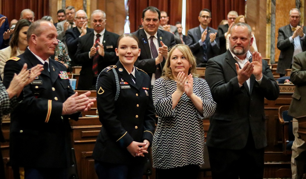 Iowa Adjutant General recognizes first woman to enlist as infantry Soldier