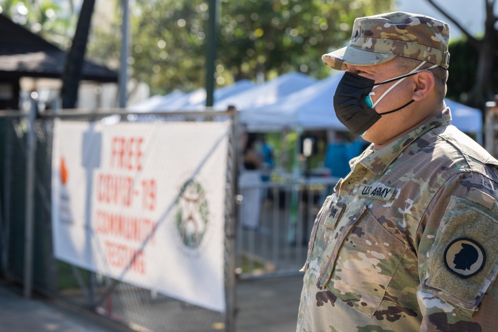Hawaii National Guard Task Force Medical provides COVID-19 test site support