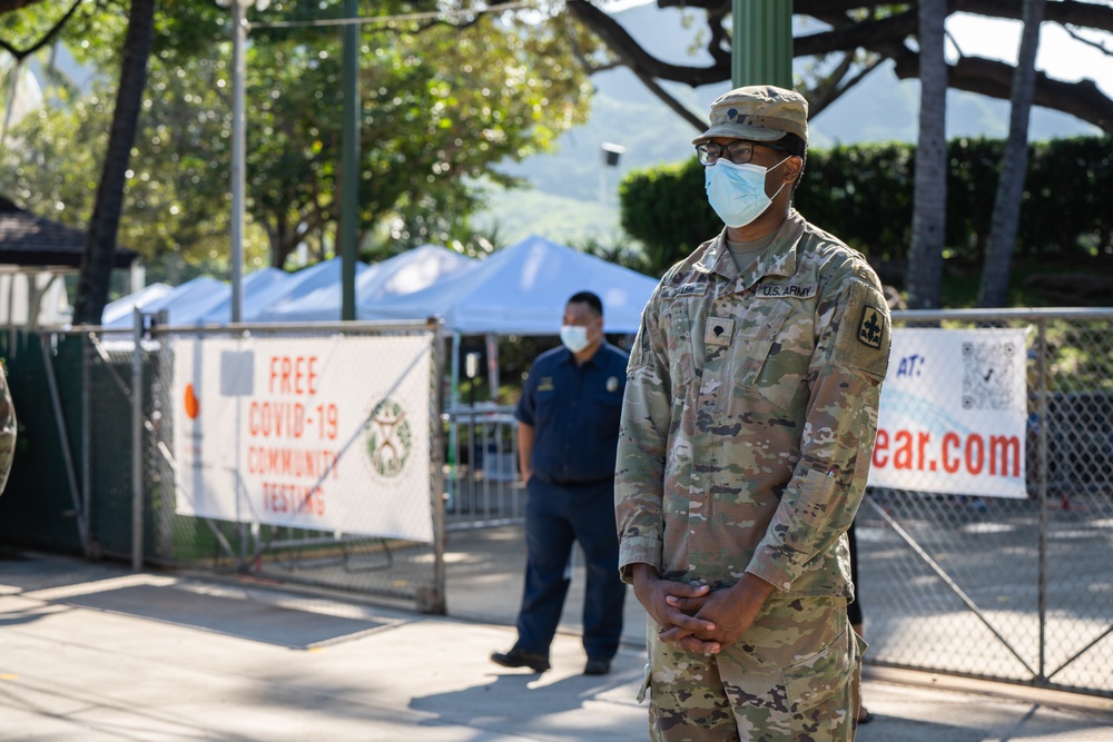 Hawaii National Guard Task Force Medical provides COVID-19 test site support