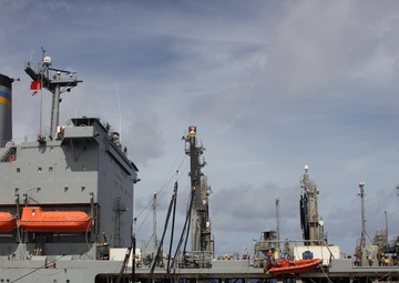 USS Lake Champlain conducts replenishment-at-sea in Philippine Sea