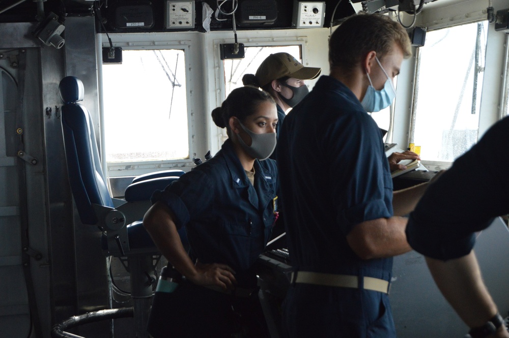 USS Lake Champlain stays ready while underway in the Celebes Sea