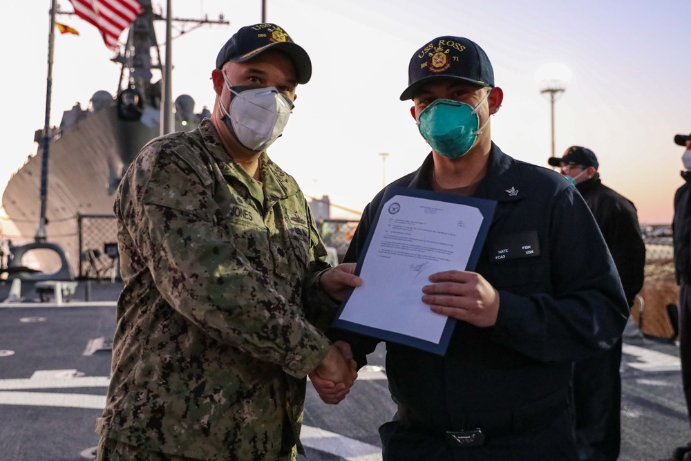 USS Ross combat systems department awards