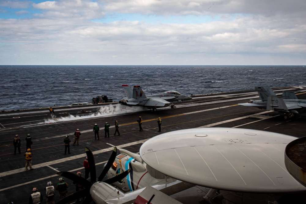 The Harry S. Truman Carrier Strike Group is on a scheduled deployment in the U.S. 6th Fleet area of operations in support of naval operations to maintain maritime stability and security.