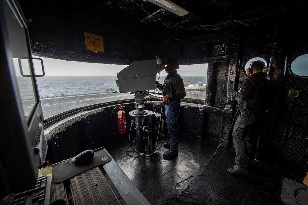 The Harry S. Truman Carrier Strike Group is on a scheduled deployment in the U.S. 6th Fleet area of operations in support of naval operations to maintain maritime stability and security.