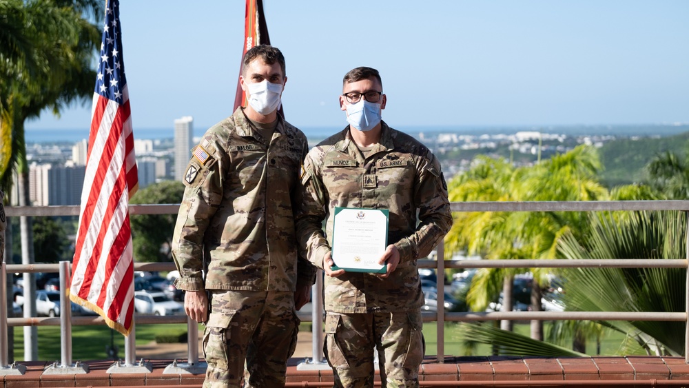 Promotion Ceremony for Sgt. Ryan Munoz.