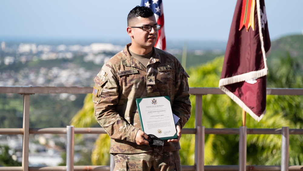 Promotion Ceremony for Sgt. Andres Monterrosa.