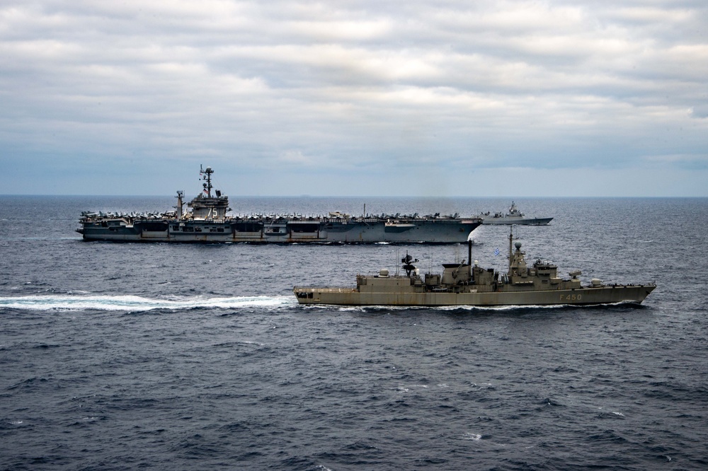 The Harry S. Truman Carrier Strike Group is on a scheduled deployment in the U.S. Sixth Fleet area of operations in support of naval operations to maintain maritime stability and security.