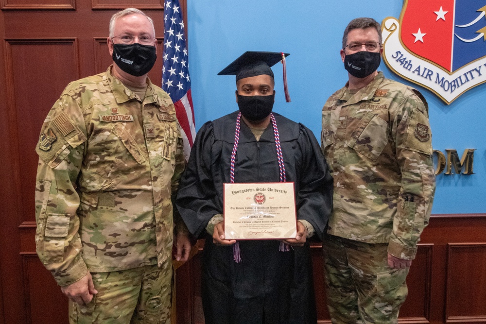 Task Force Liberty member receives diploma while deployed