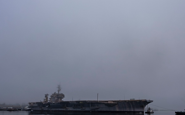 Ex-USS Kitty Hawk Departs Bremerton