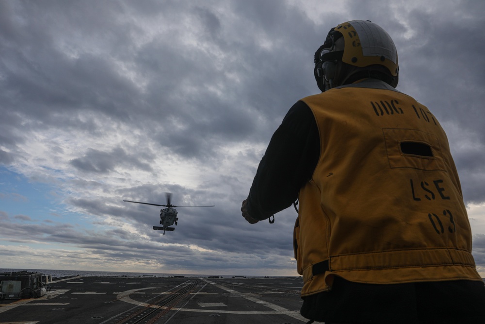 Gravely is deployed with the Harry S. Truman Carrier Strike Group on a scheduled deployment in the U.S. Sixth Fleet area of operations in support of naval operations to maintain maritime stability and security.