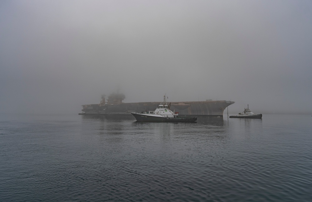Ex-USS Kitty Hawk Departs Bremerton