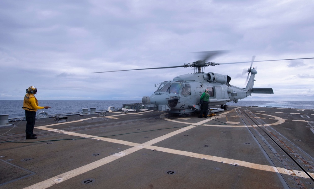 USS Spruance conducts flight operations