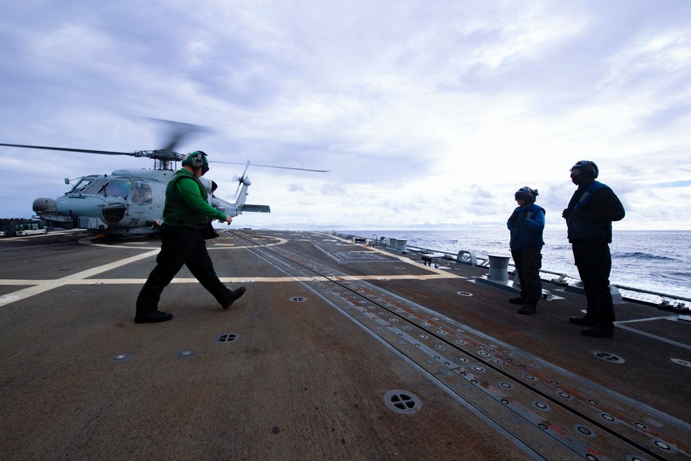 USS Spruance conducts flight operations