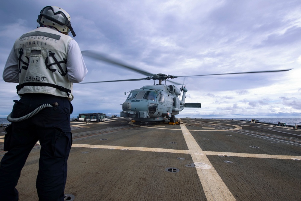 USS Spruance conducts flight operations