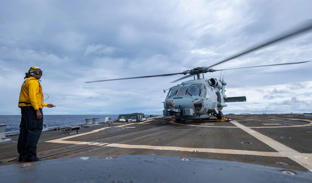 USS Spruance conducts flight operations