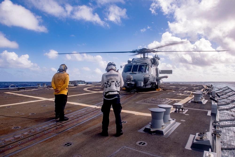 USS Spruance conducts flight operations